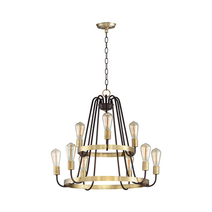 Haven Chandelier in Oil Rubbed Bronze/Antique Brass (9-Light).