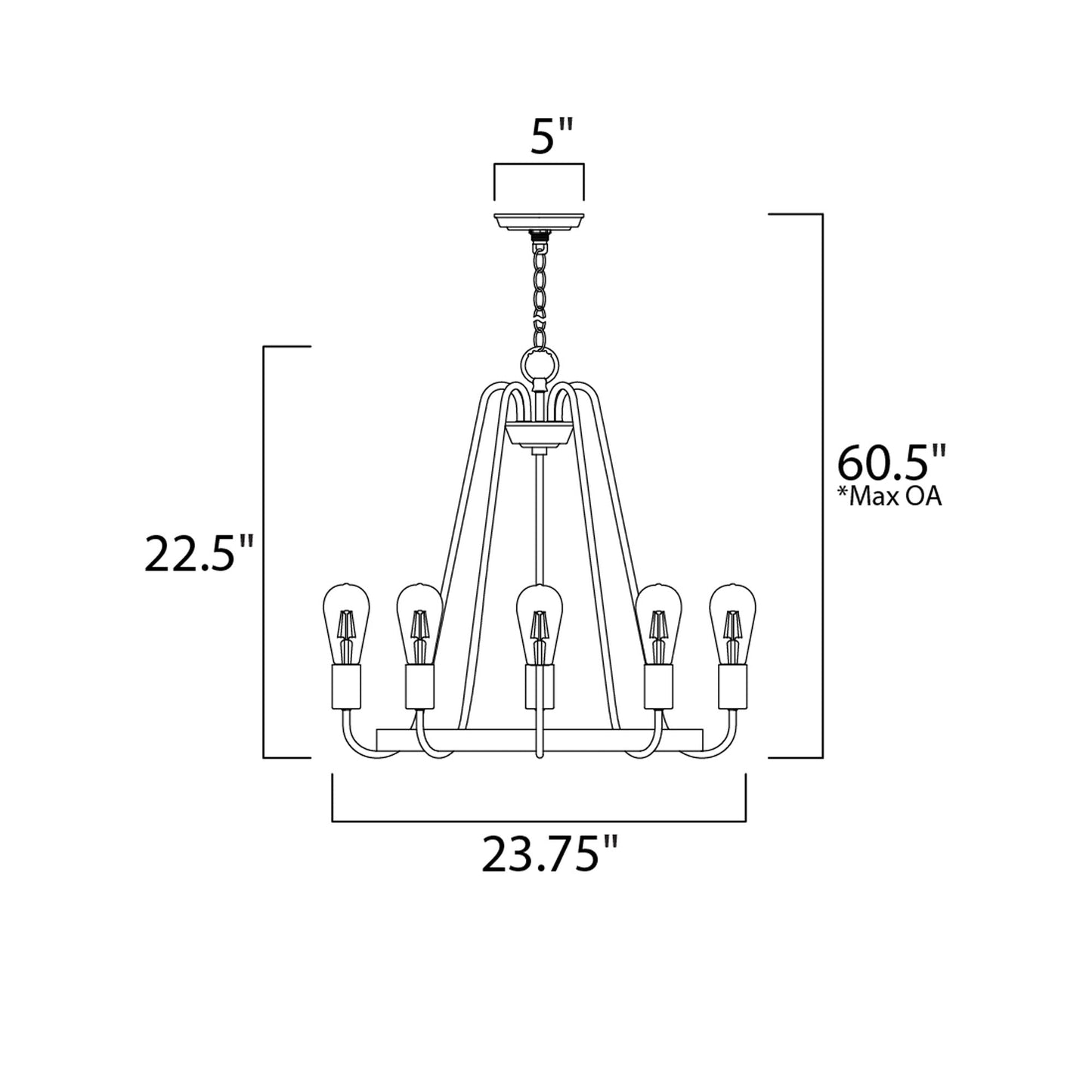 Haven Chandelier - line drawing.