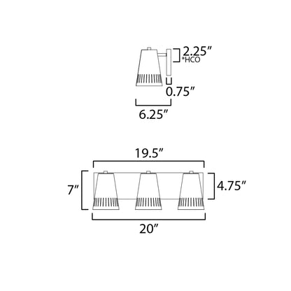 Helsinki Bath Vanity Light - line drawing.