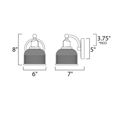 Hollow Bath Wall Light - line drawing.