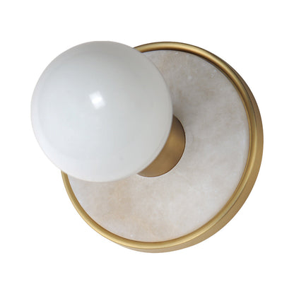 Hollywood Bath Wall Light in White Alabaster/Natural Aged Brass.