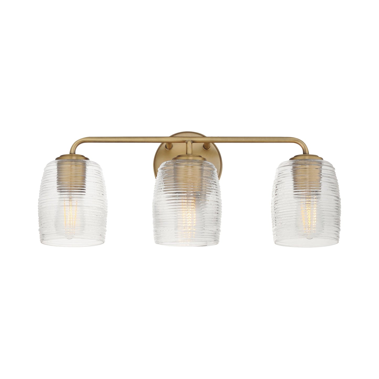 Honey Bath Vanity Light in Natural Aged Brass (3-Light).