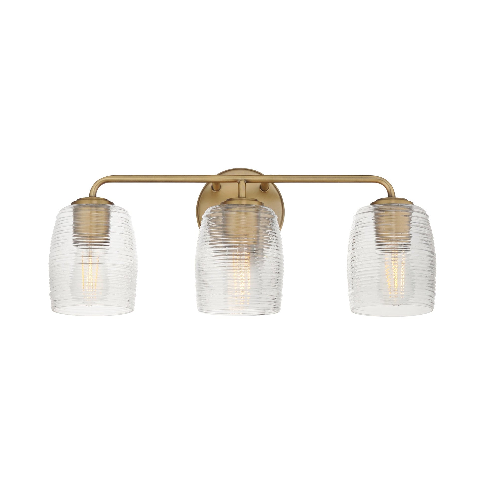Honey Bath Vanity Light in Natural Aged Brass (3-Light).