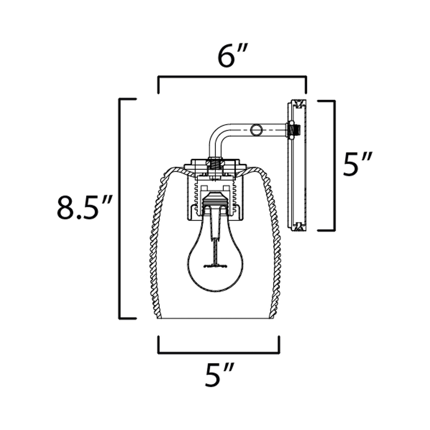 Honey Bath Wall Light - line drawing.