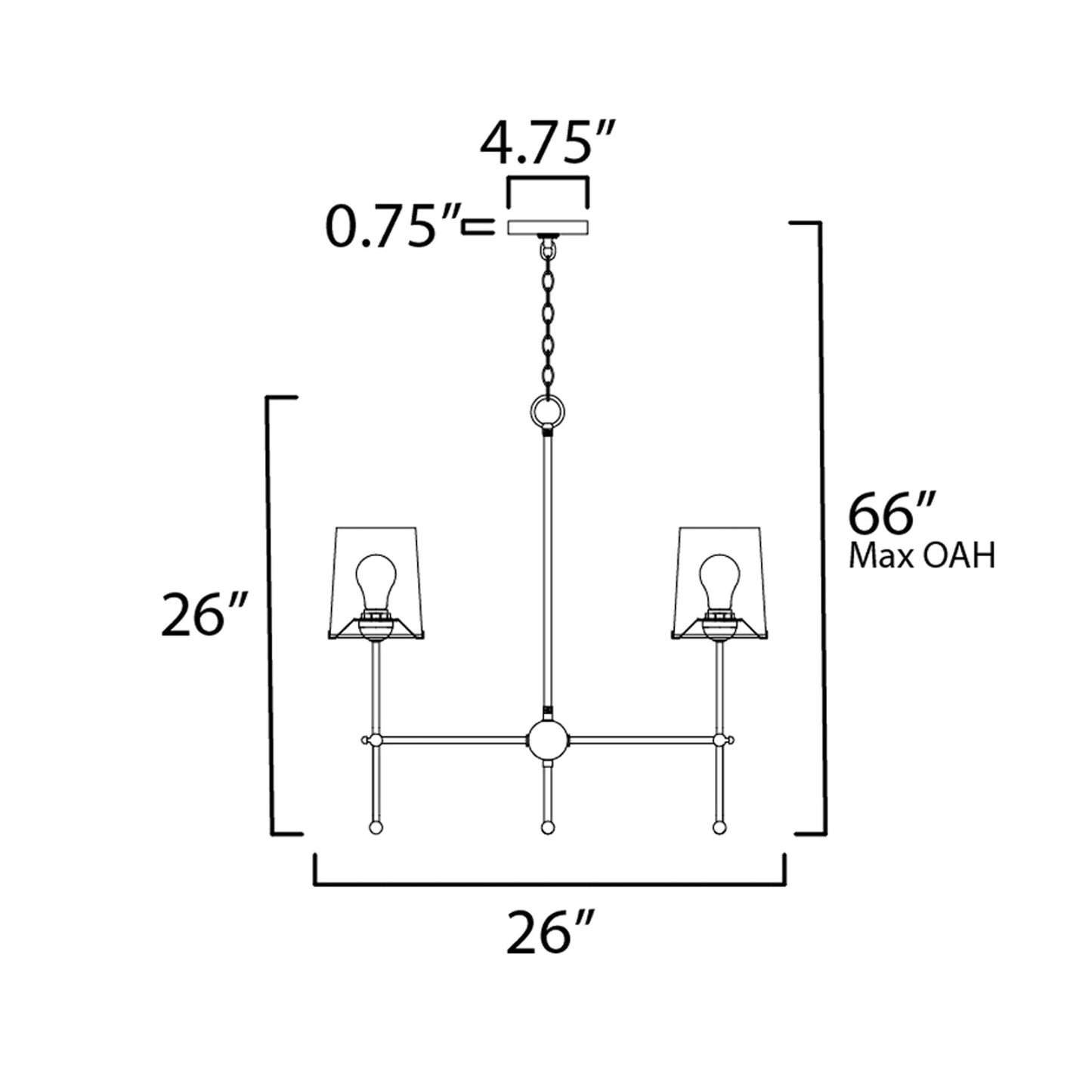 Huntington Chandelier - line drawing.