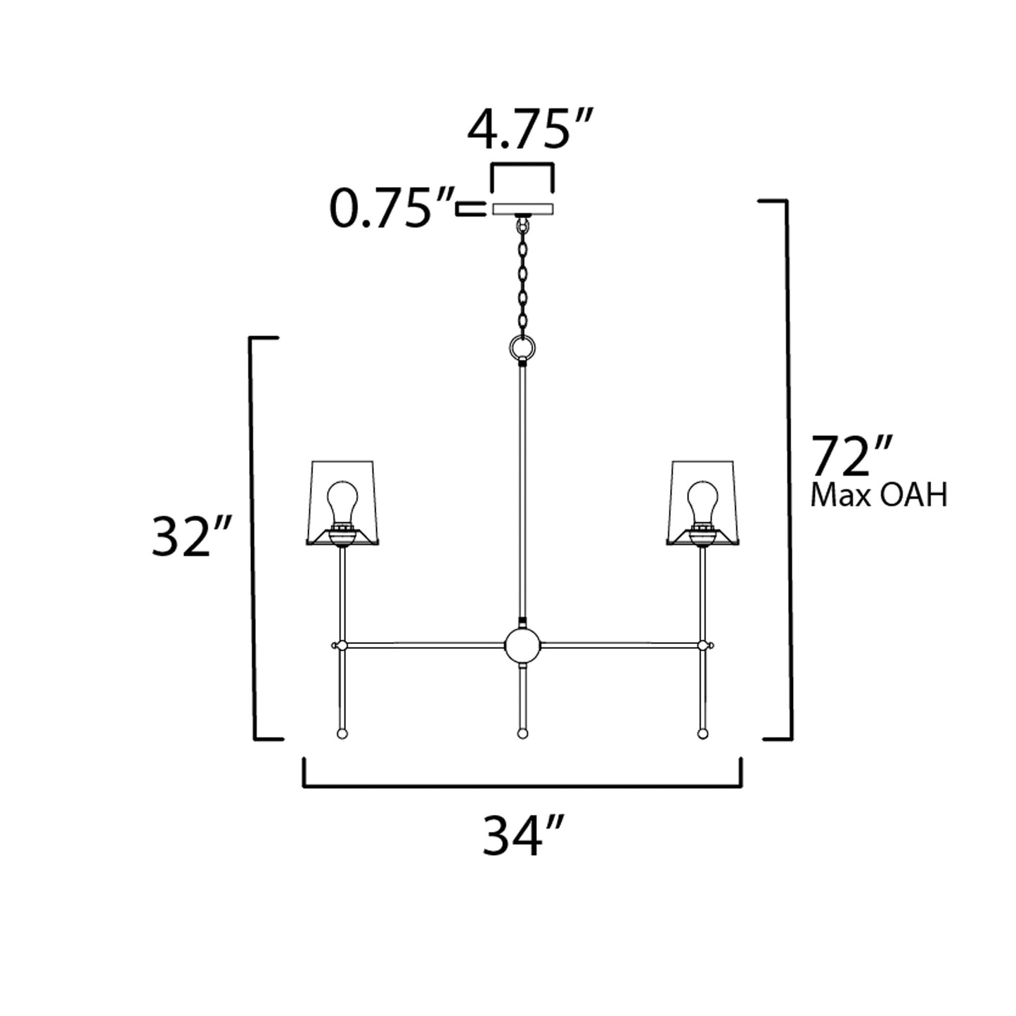 Huntington Chandelier - line drawing.