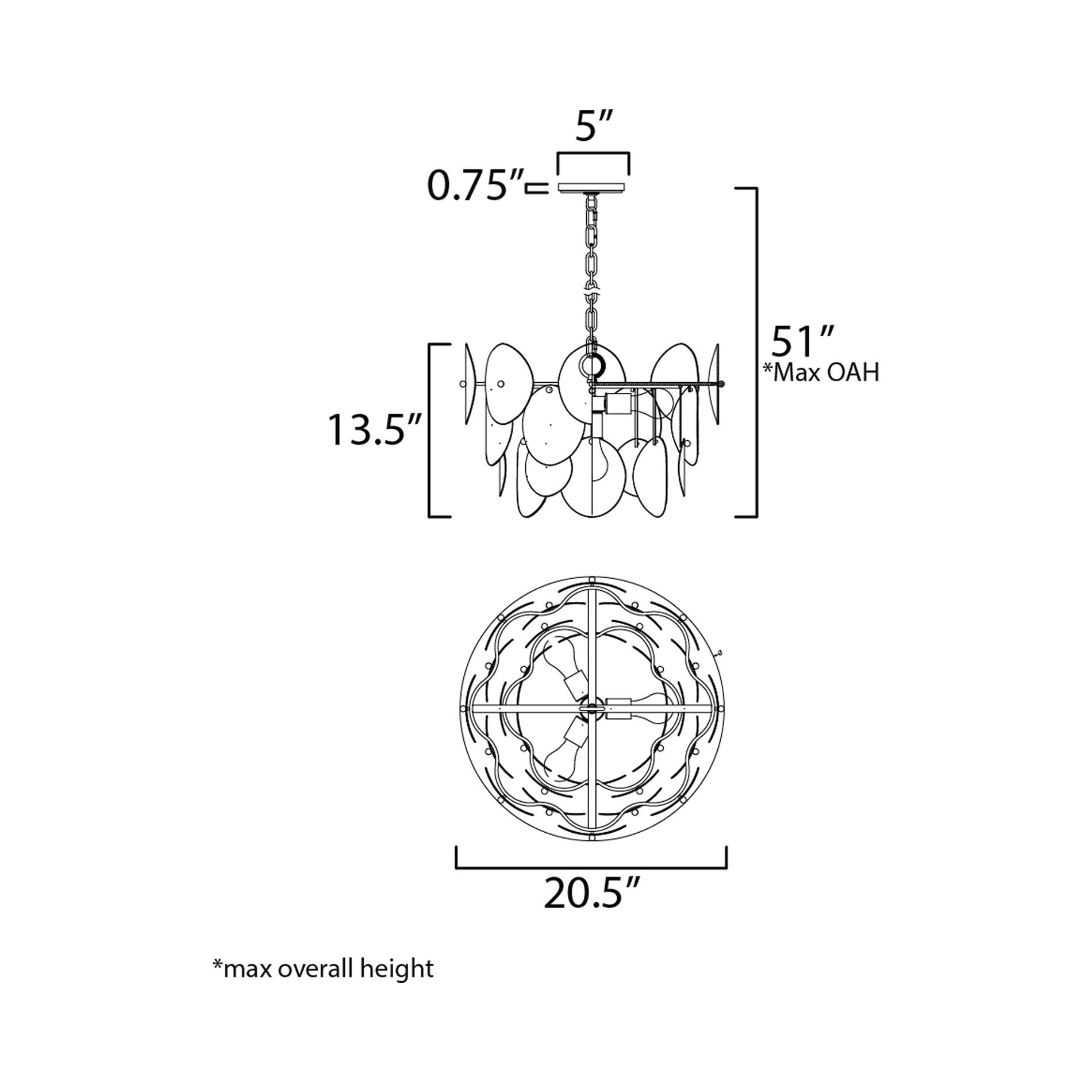 Isla Pendant Light - line drawing.