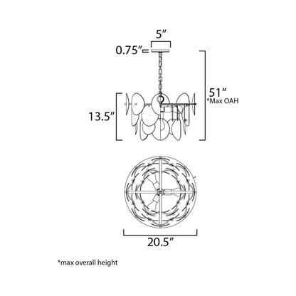 Isla Pendant Light - line drawing.