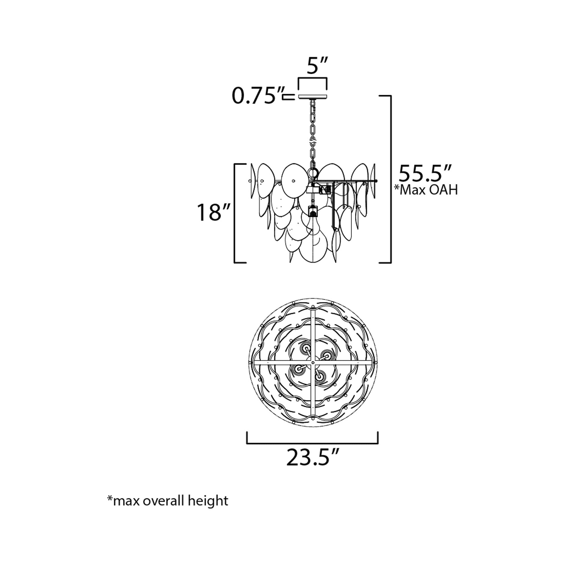 Isla Pendant Light - line drawing.