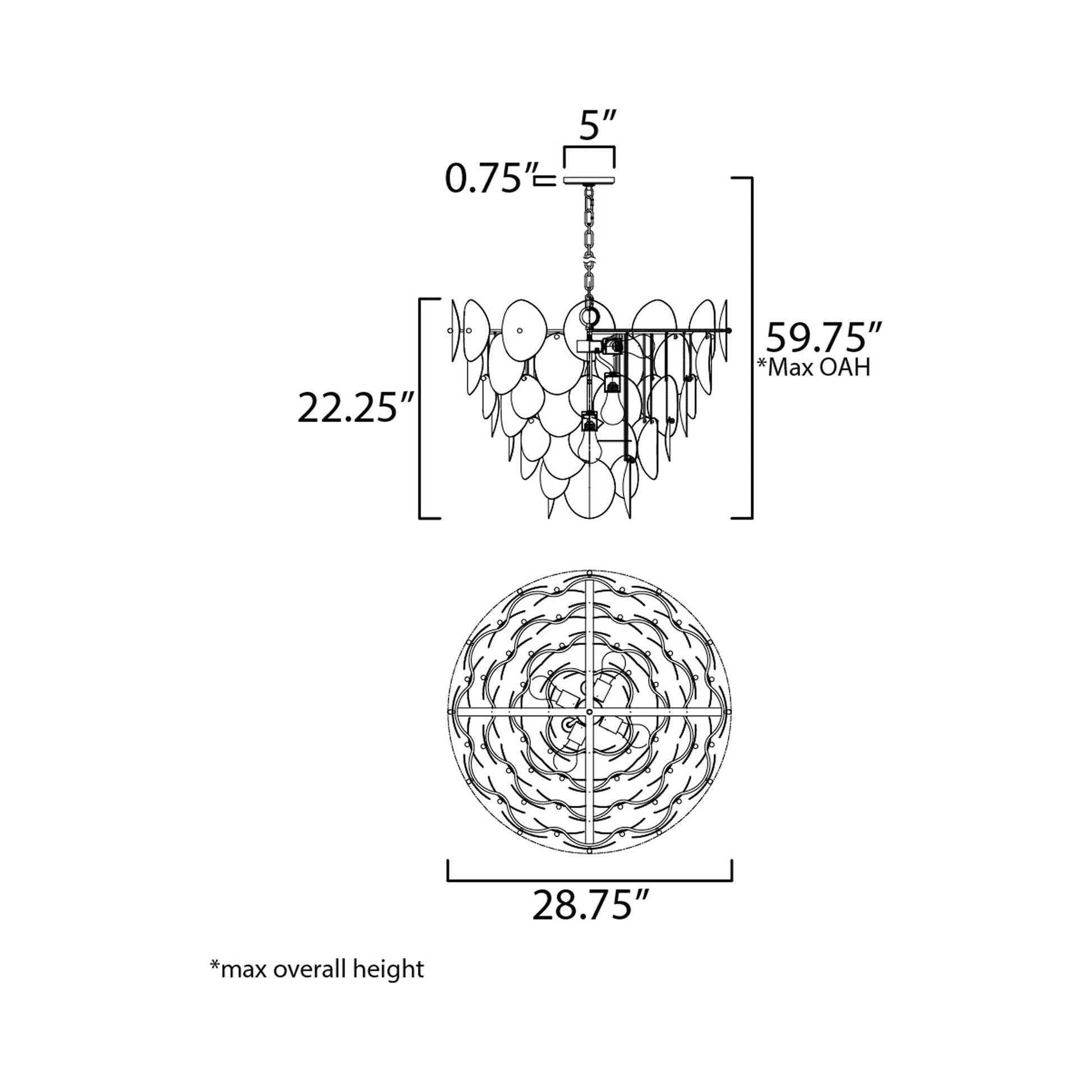 Isla Pendant Light - line drawing.