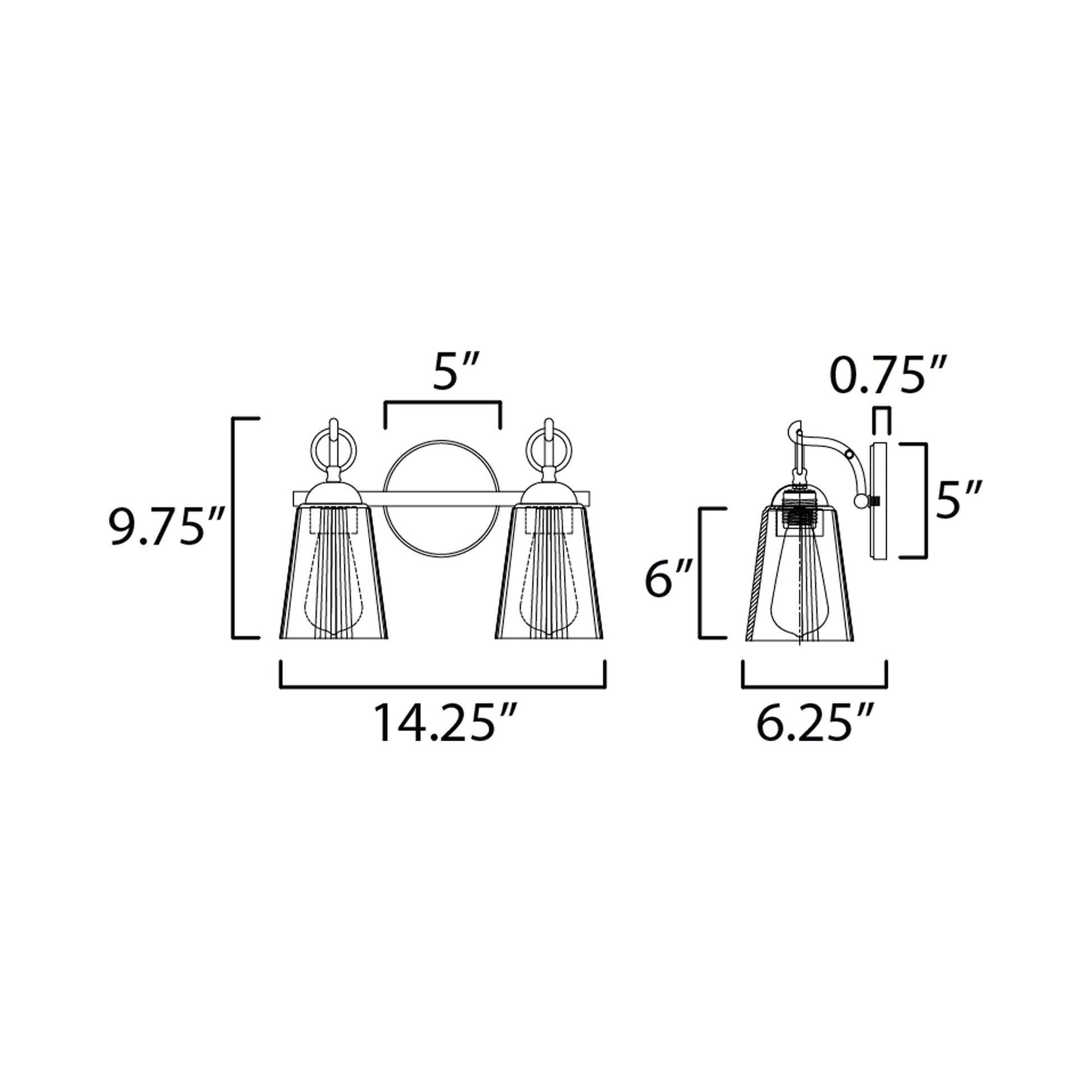 Jackson Hole Bath Vanity Light - line drawing.