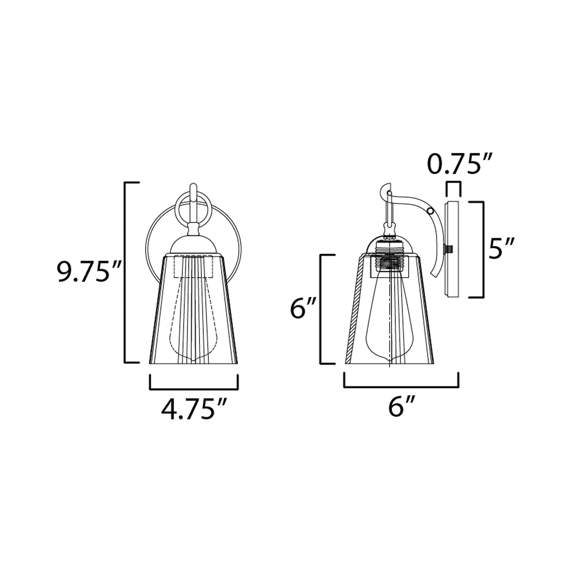 Jackson Hole Bath Wall Light - line drawing.