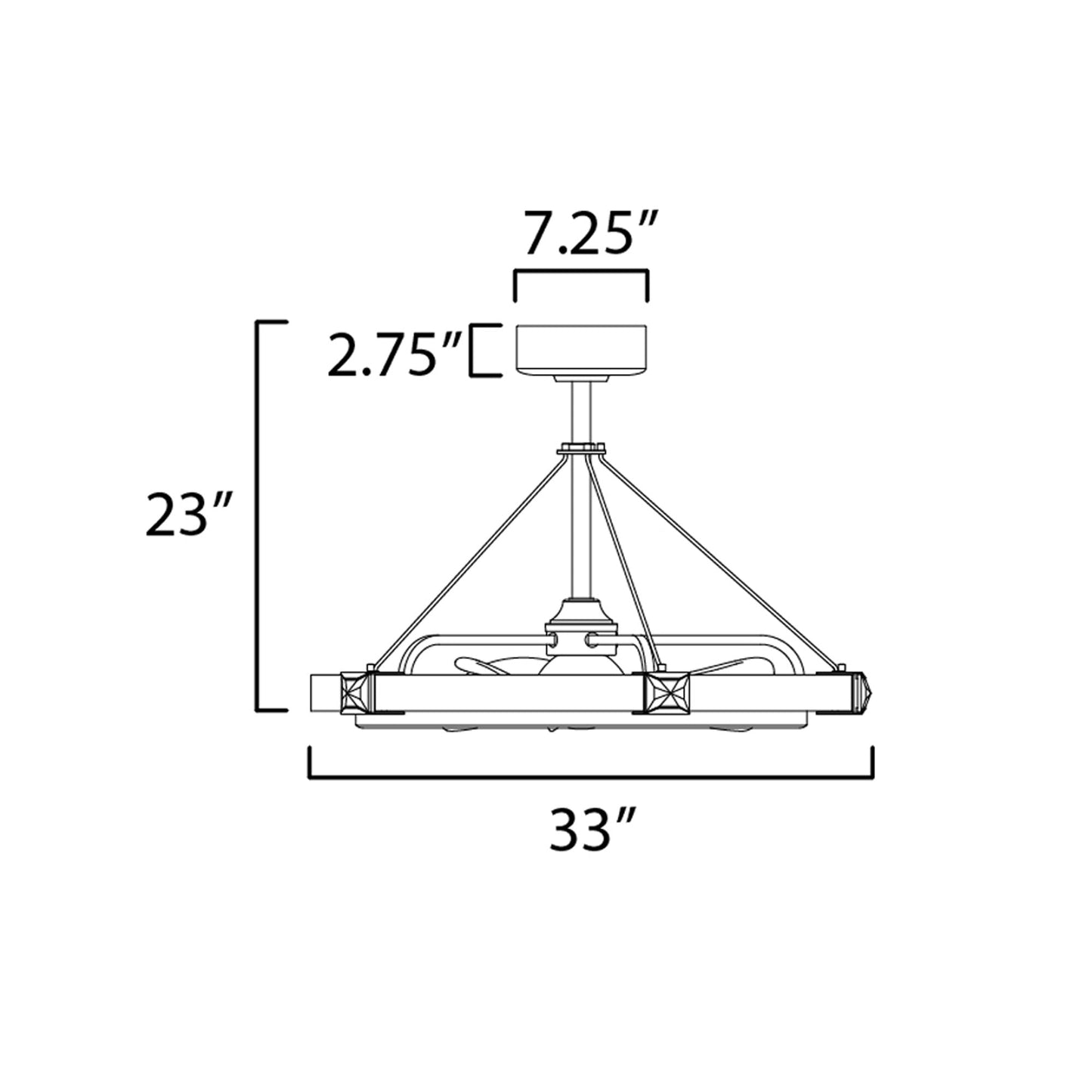 Jewel LED Ceiling Fan - line drawing.