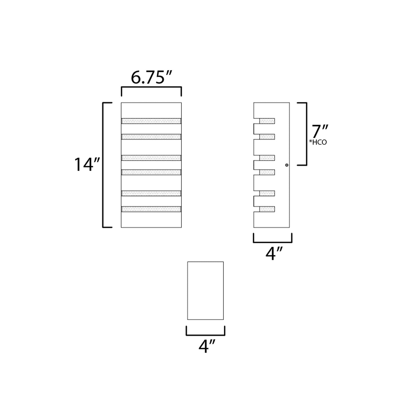 Keyes Outdoor LED Wall Light - line drawing.
