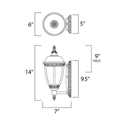 Knob Hill Cast Outdoor Wall Light - line drawing.