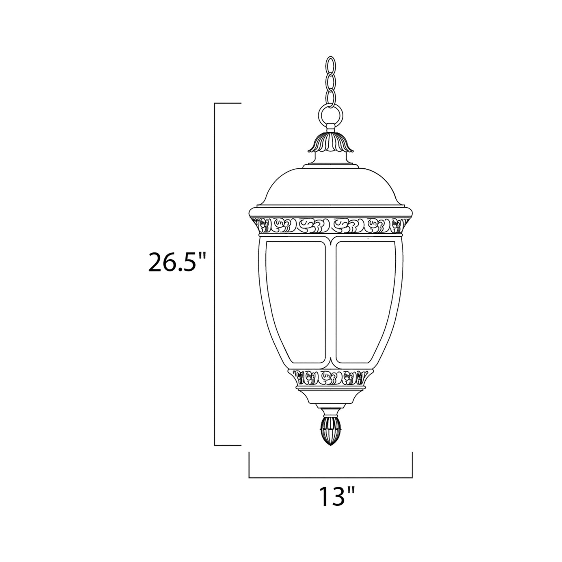 Knob Hill Outdoor Pendant Light - line drawing.