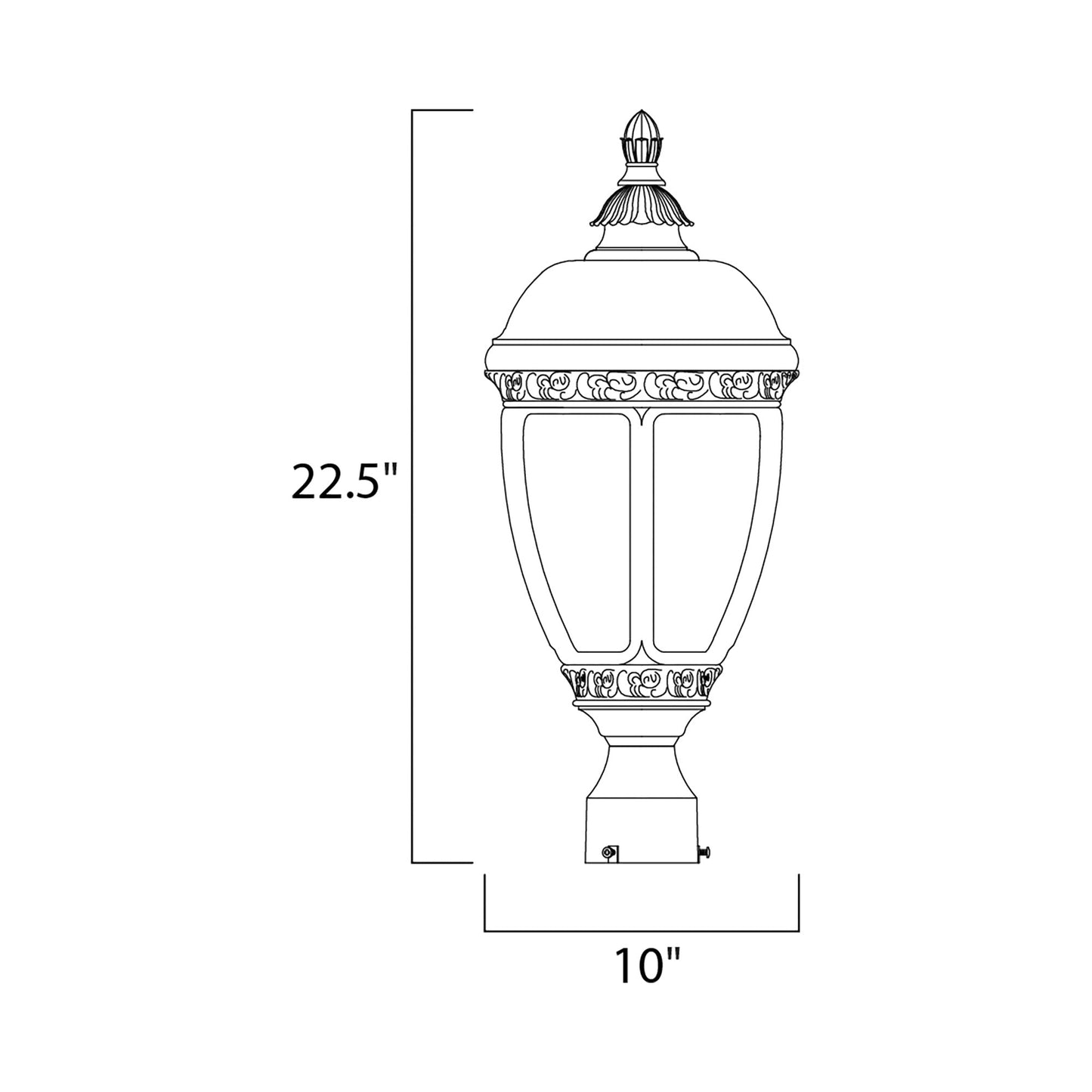 Knob Hill Outdoor Post Light - line drawing.