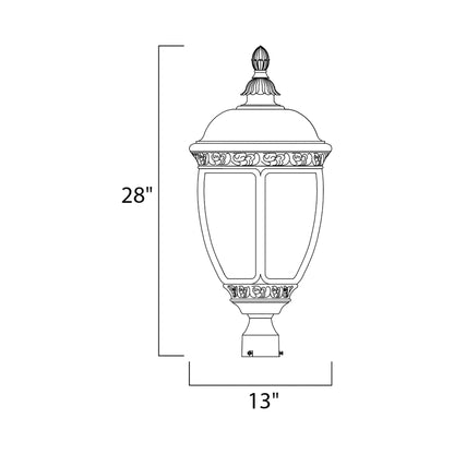 Knob Hill Outdoor Post Light - line drawing.