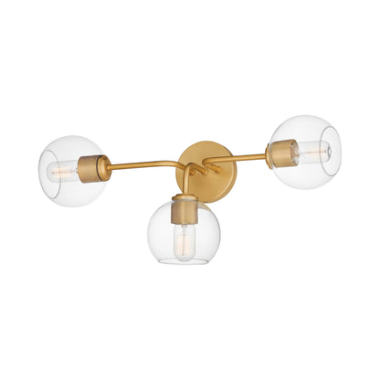 Knox Bath Vanity Light in Natural Aged Brass.
