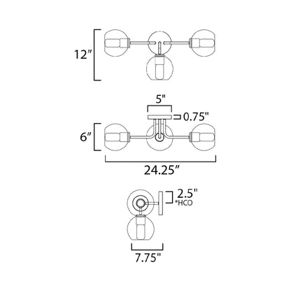 Knox Bath Vanity Light - line drawing.