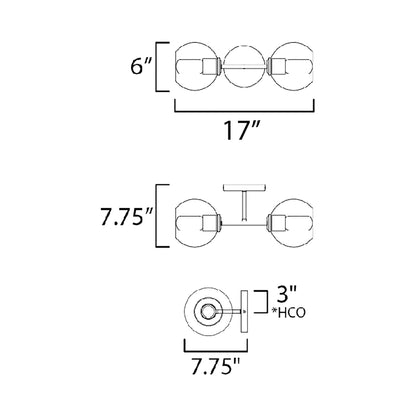 Knox Bath Wall Light - line drawing.
