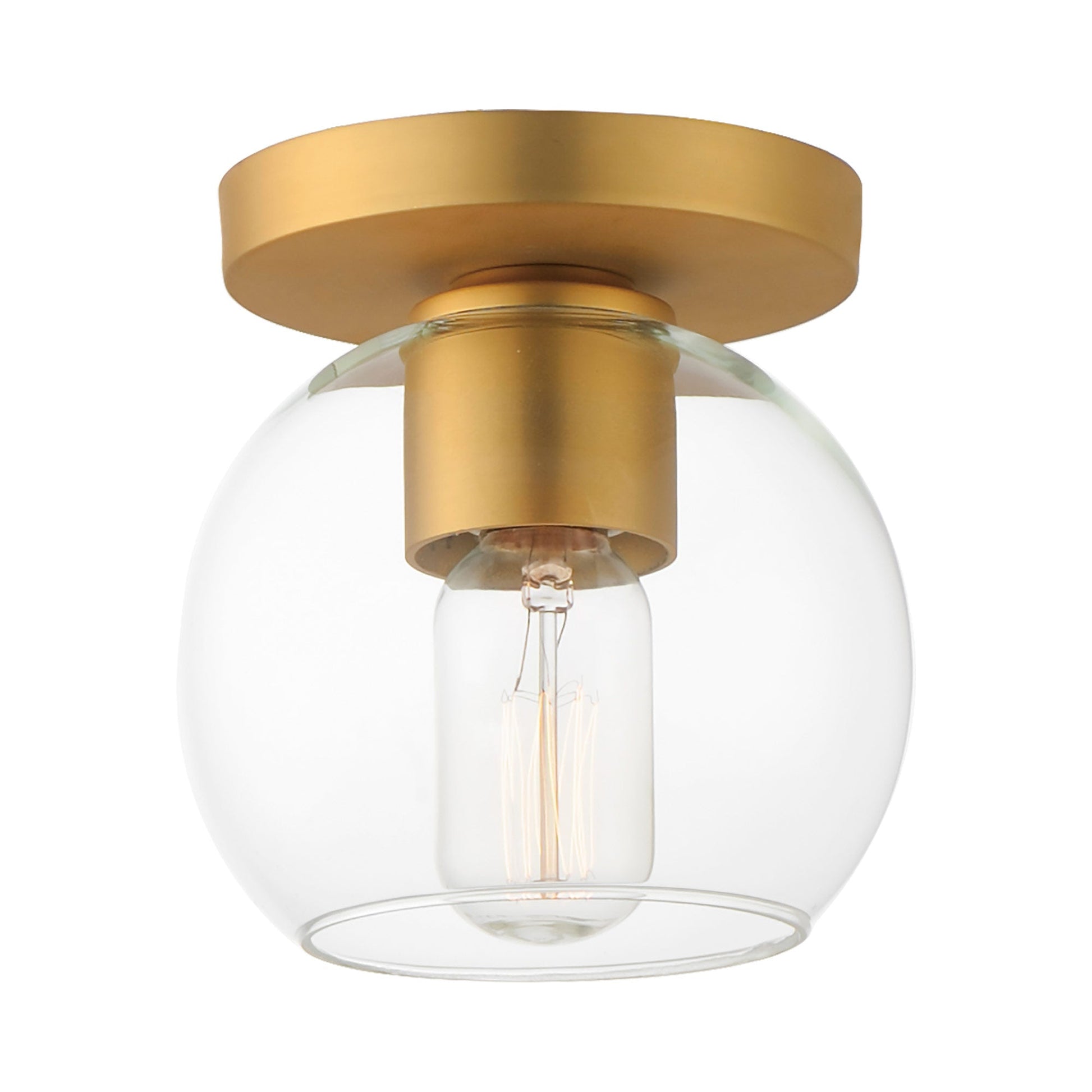 Knox Flush Mount Ceiling Light in Natural Aged Brass.