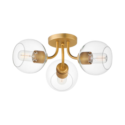 Knox Semi Flush Mount Ceiling Light in Natural Aged Brass.
