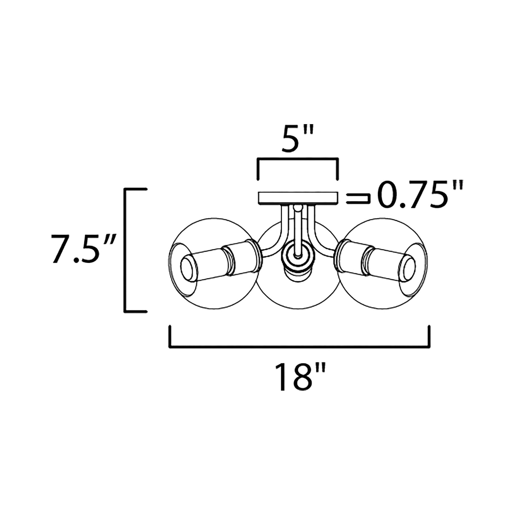 Knox Semi Flush Mount Ceiling Light - line drawing.