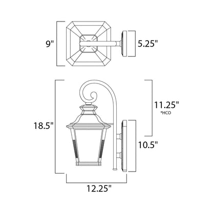 Knoxville Outdoor LED Glass Wall Light - line drawing.