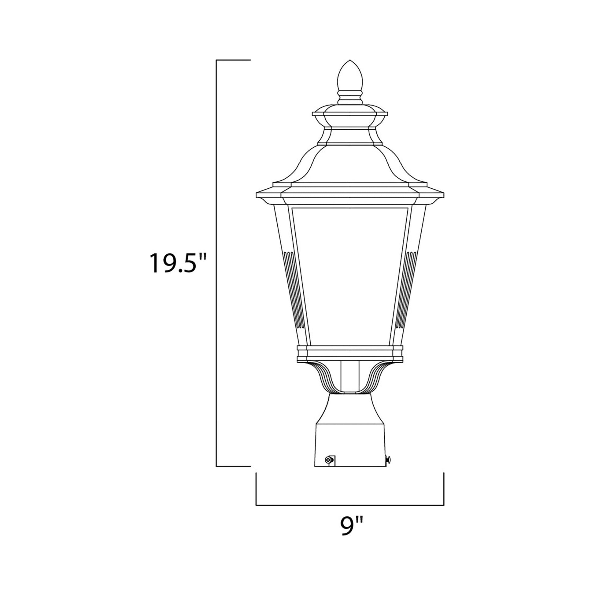 Knoxville Outdoor Post Light - line drawing.