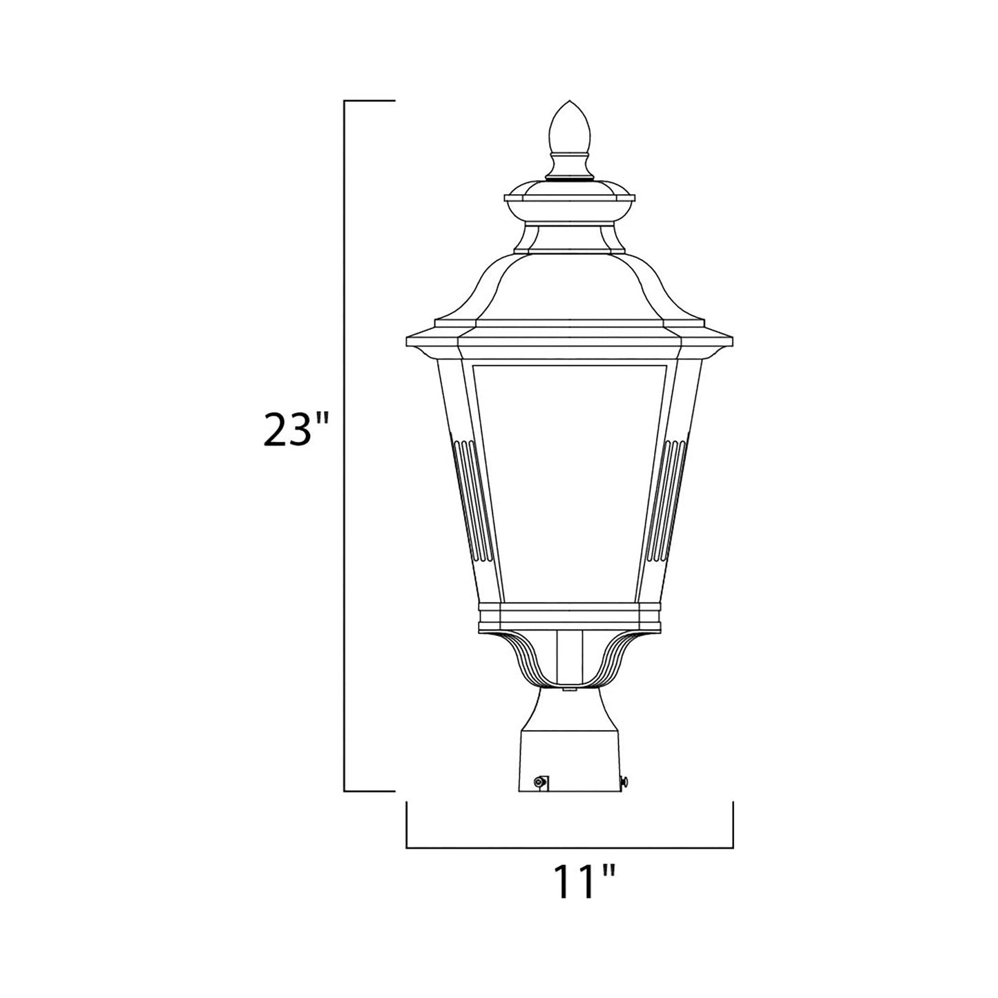 Knoxville Outdoor Post Light - line drawing.