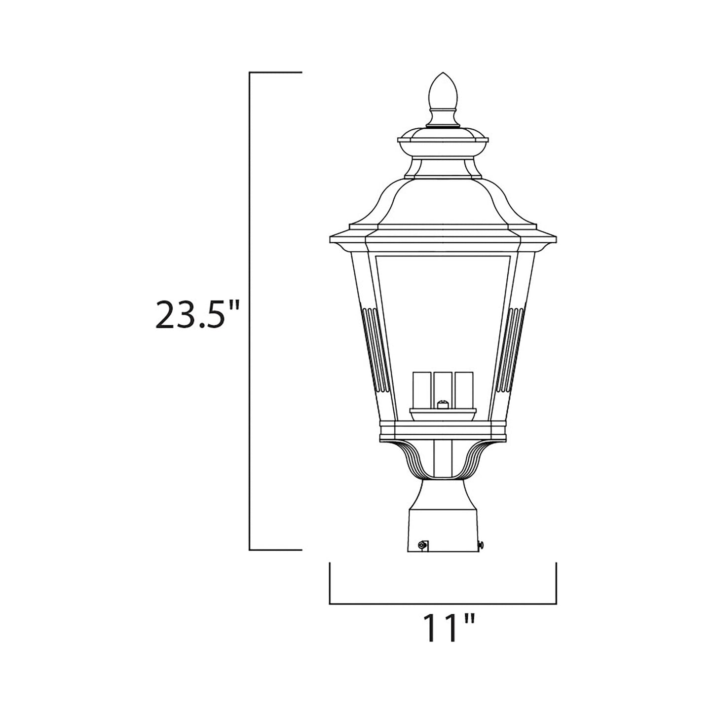 Knoxville Outdoor Post Light - line drawing.