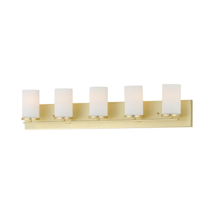 Lateral Bath Vanity Light in Satin Brass (5-Light).