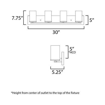 Lateral Bath Vanity Light - line drawing.