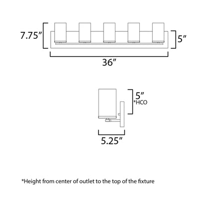 Lateral Bath Vanity Light - line drawing.