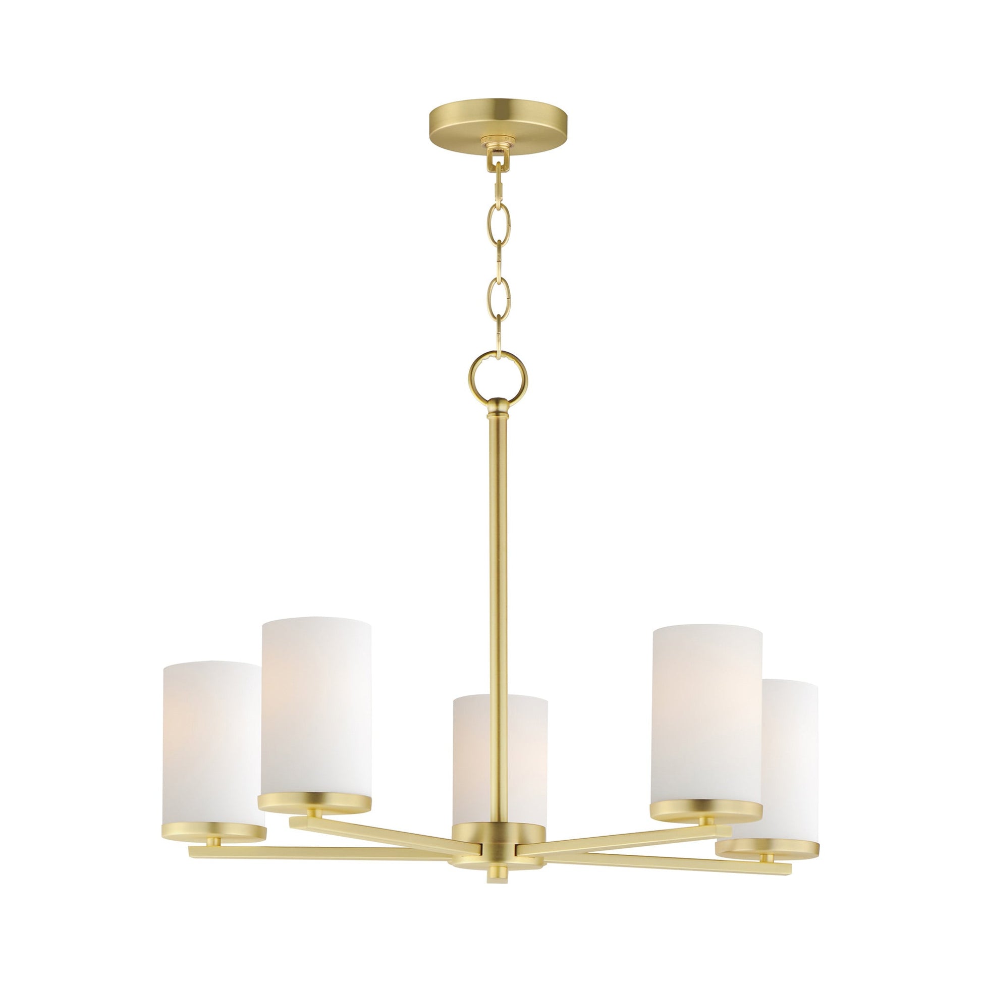 Lateral Chandelier in Satin Brass.