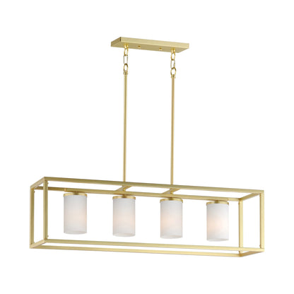 Lateral Linear Pendant Light in Satin Brass.