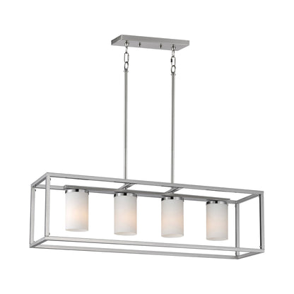 Lateral Linear Pendant Light in Satin Nickel.