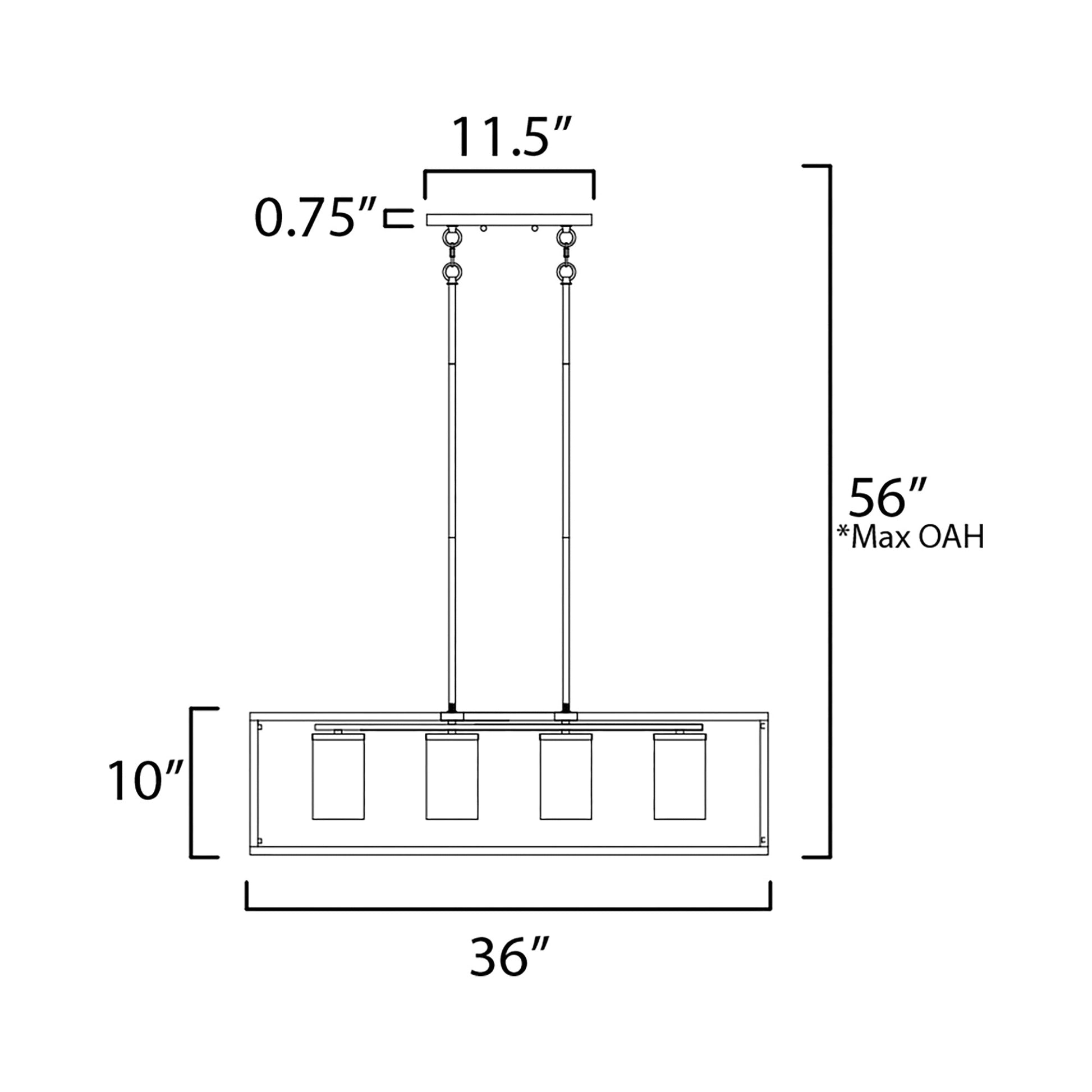 Lateral Linear Pendant Light - line drawing.