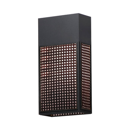 Lattice Outdoor LED Wall Light in Black (16-Inch).
