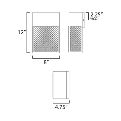 Lattice Outdoor LED Wall Light - line drawing.