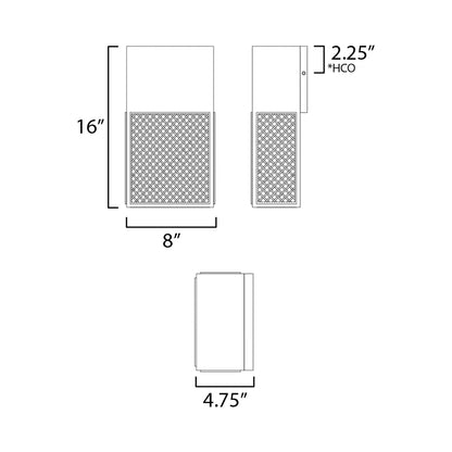 Lattice Outdoor LED Wall Light - line drawing.