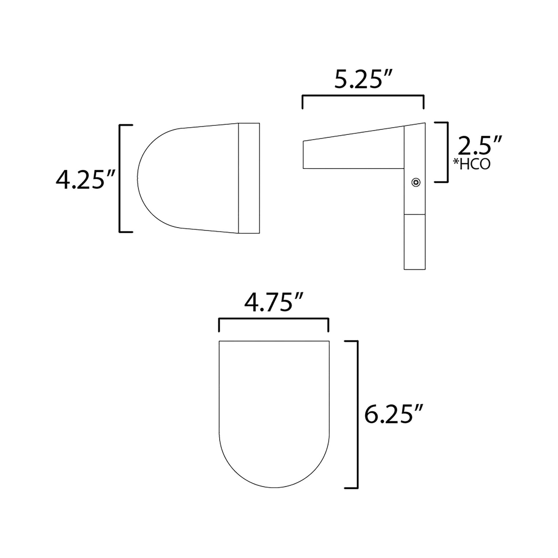 Ledge Outdoor LED Wall Light - line drawing.