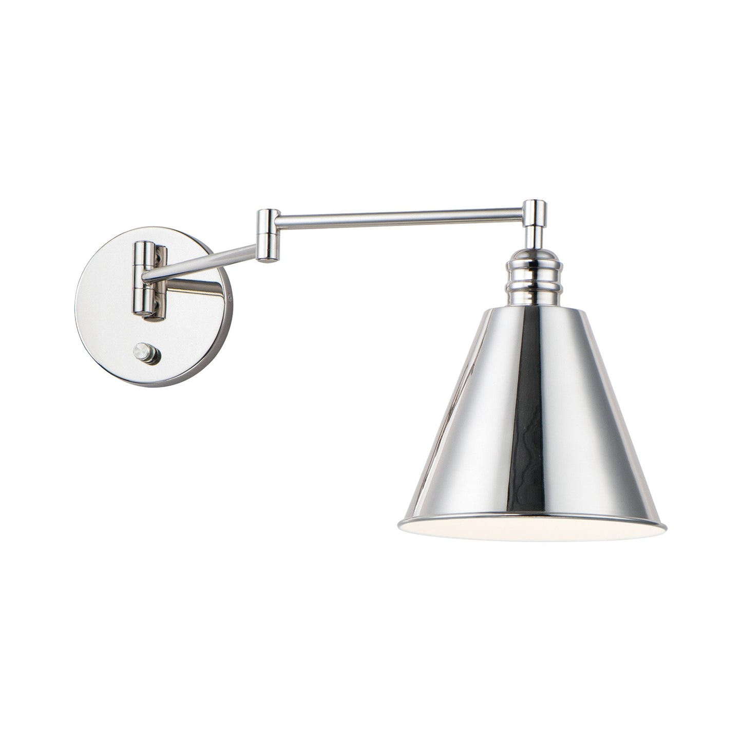 Library Swing Arm Wall Light in Polished Nickel.