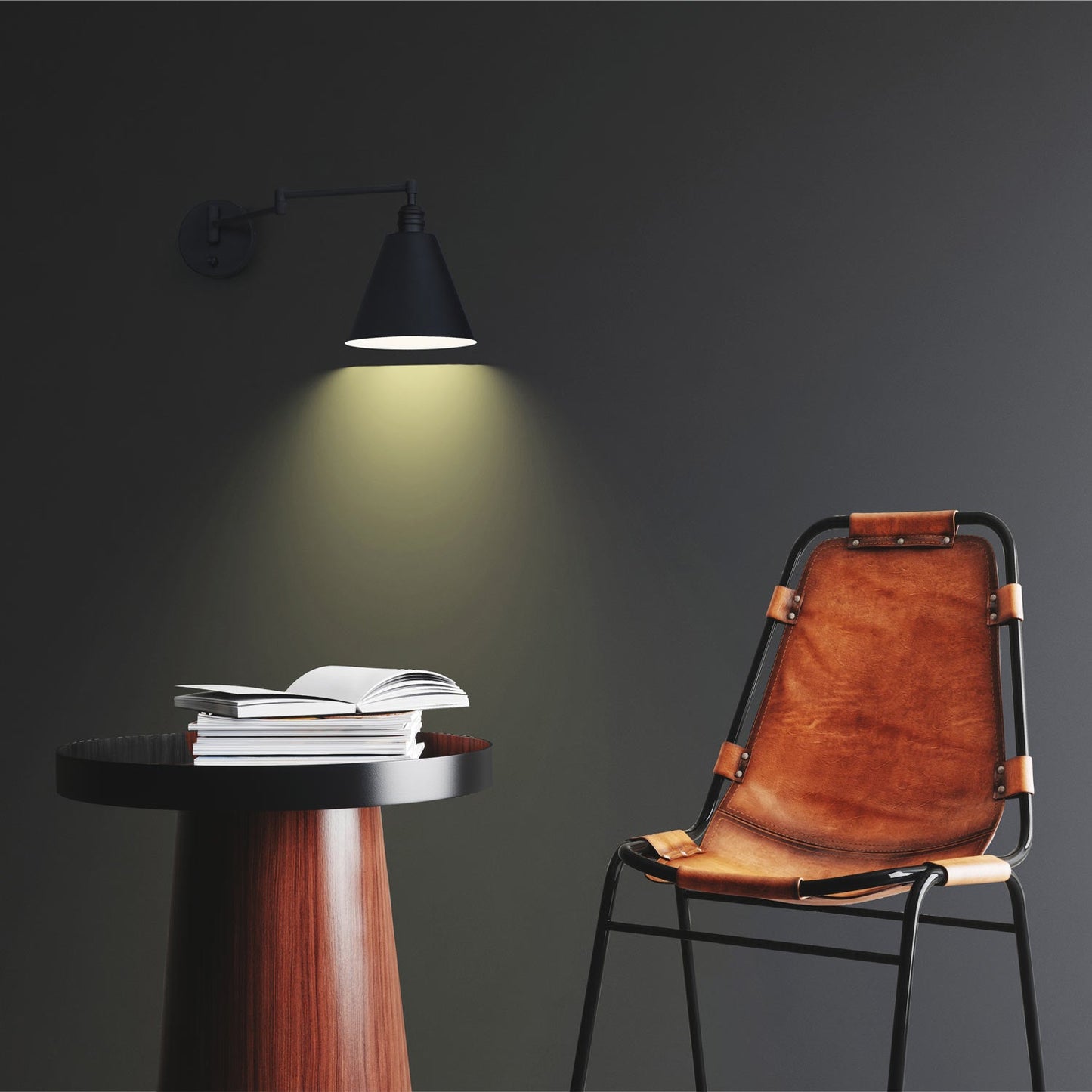 Library Swing Arm Wall Light in living room.