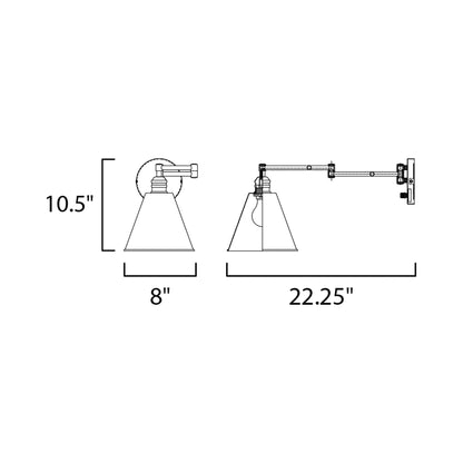 Library Swing Arm Wall Light - line drawing.