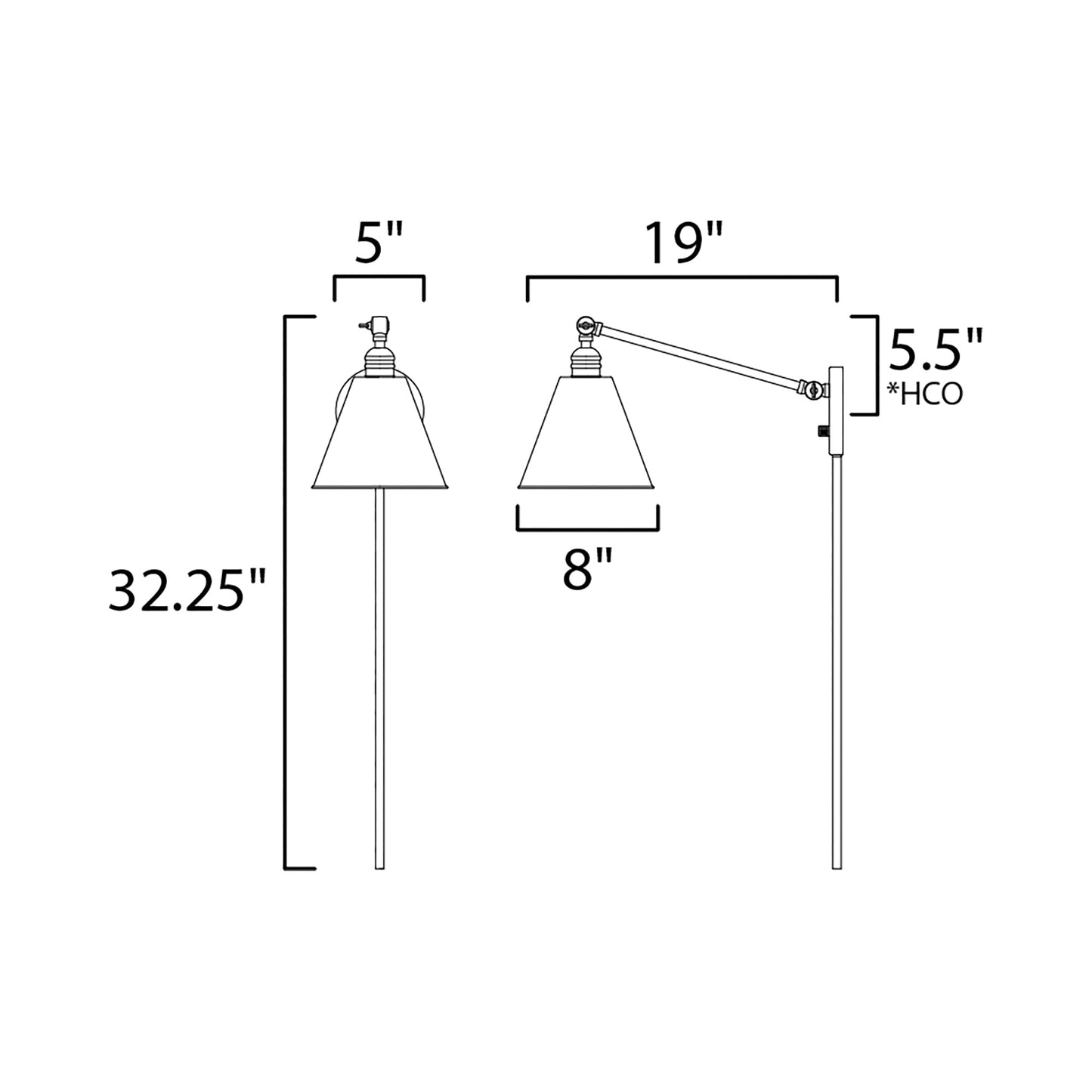 Library Wall Light - line drawing.