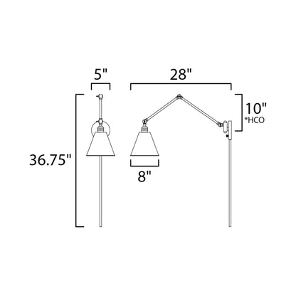 Library Wall Light - line drawing.