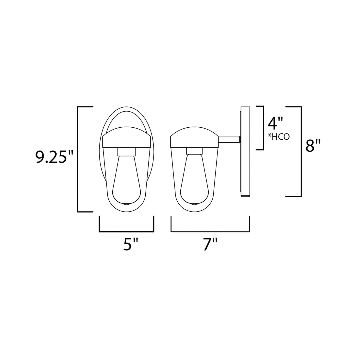 Lido Outdoor Wall Light - line drawing.