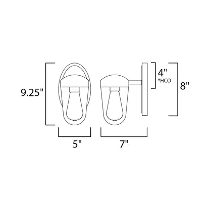 Lido Outdoor Wall Light - line drawing.